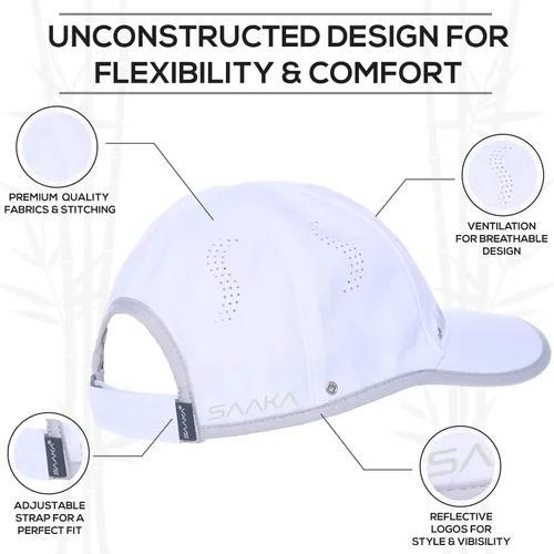 Vista 3 de SAAKA Sombrero deportivo ligero para hombre. Secado rápido, se mantiene fresco. Ideal para correr, tenis, golf y entrenamiento.