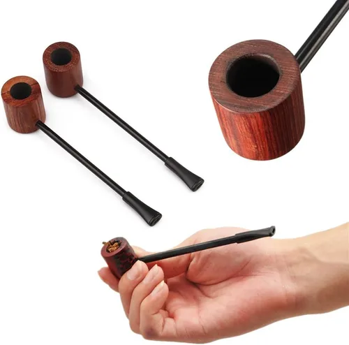 Vista 6 de 1 unids pipa de tabaco clásica pipa de fumar pipa de madera para hombres hermanos tus amigos