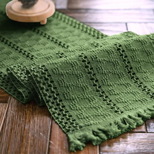 Vista 19 de Camino de mesa de macramé, color beige crema, bohemio, con borlas, camino de mesa de algodón tejido a mano, camino de mesa rústico para cocina