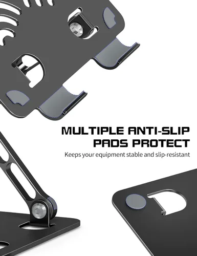 Vista 4 de Soporte Ajustable para Tablet de Escritorio, Soporte de Aluminio Premium para iPads, Tablets, Kindles, Switch, Teléfonos y Todos los Dispositivos
