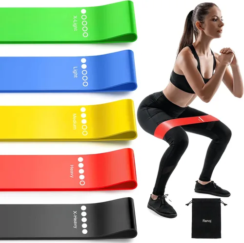 Vista 7 de Resistance Bands for Working Out, 5-Pack Elastic Exercise Bands for Strength Training, Stretching, Workout; Home Gym Equipment for Women Men