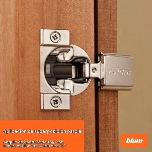 Vista 5 de Blum 38N355BE08s Bisagra compacta de cierre suave de 1/2 pulgada con revestimiento Blumotion, acabado en níquel