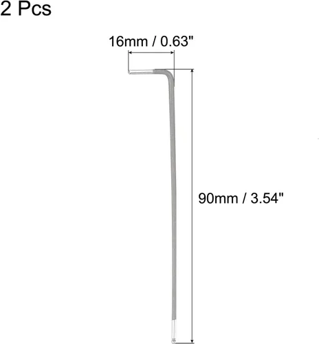 Vista 2 de uxcell Llave hexagonal de extremo de bola de 0.059 in, herramienta de reparación de acero S2 en forma de L brazo largo 2 piezas