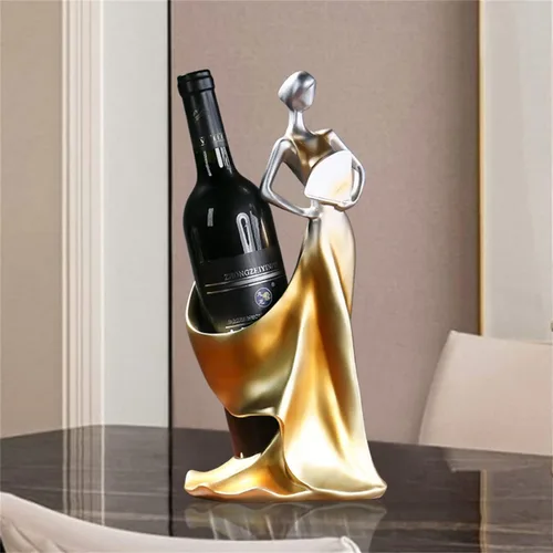 Vista 8 de Elegante soporte para botella de vino Ornamento Vino Soporte para botella individual Soporte Estante (azul)