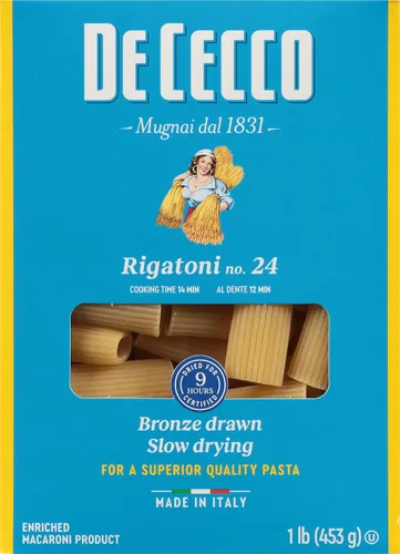 Vista 2 de De Cecco Pasta de sémola, Rigatoni No.24, 1 libra (paquete de 6)