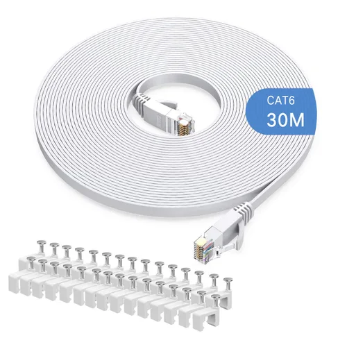 Vista 9 de Cable Ethernet Cat6 de 4.9 ft, cables largos de Internet de alta velocidad, diseño plano de 1 Gbps para UTP de 250 Mhz/s para consola, PS3, PS4