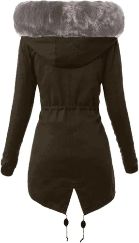 Vista 3 de Abrigos de invierno para niñas, abrigos de moda de otoño para mujer con gorra, ajuste de manga completa, abrigos de poliéster cómodos