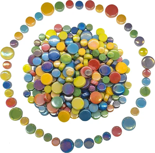 Vista 10 de Mosaico redondo para manualidades, 0.472 in, piezas de mosaico de vidrio de colores surtidos para suministros de arte, kit de fabricación de mosaico