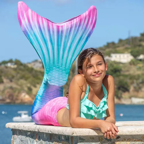 Vista 7 de Fin Fun - Cola de sirena de edición limitada resistente al desgaste para nadar adultos y adolescentes monoaleta incluida tallas para adultos