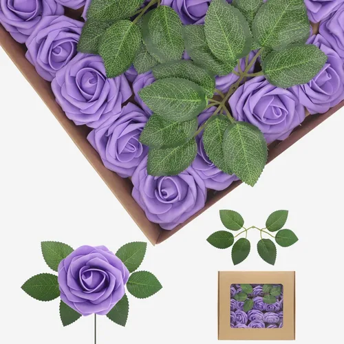 Vista 51 de Flores artificiales, rosas falsas de espuma de aspecto real, combo de flores artificiales de boda para ramos de boda, centros de mesa, arreglos