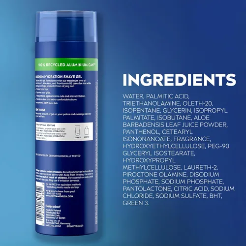 Vista 11 de NIVEA MEN Gel de afeitado de hidratación máxima con aloe vera y provitamina B5, paquete de 3 latas de 7 onzas