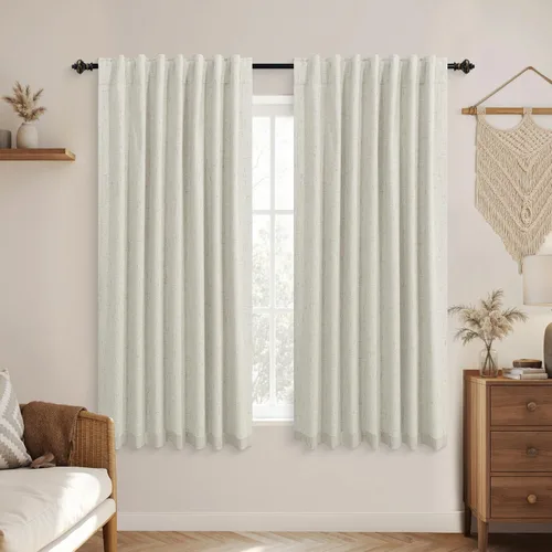 Vista 12 de KOUFALL - Cortinas de medio estilo francés de lino para ventana, juego de 2 cortinas cortas de 40 pulgadas de longitud, para privacidad, cortinas