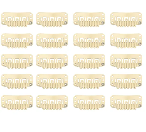 Vista 13 de 20 pinzas de pelo de acero inoxidable con 9 dientes, pinzas para Beige 9 dientes 20 piezas