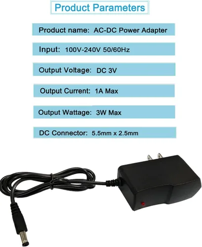 Vista 2 de Fuente de alimentación de 3 voltios 1A DC Adaptador de alimentación de 3 W 100-240V AC a CC 3 voltios 1amp 0.8A 0.5A 450mA Convertidor Transformador