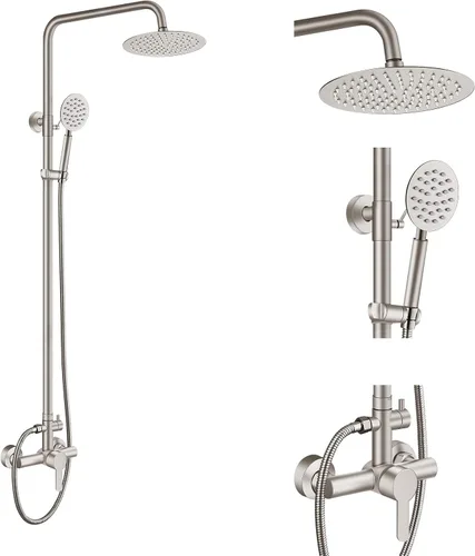 Vista 11 de Aolemi Grifo de ducha exterior SUS304 Conjunto combinado de accesorios de ducha de acero inoxidable, Kit de cabezal de ducha de lluvia de 8