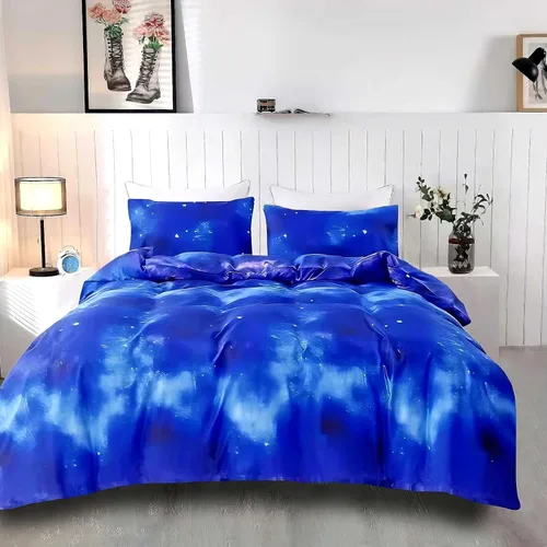 Vista 8 de Juego de funda de edredón SDIII Blue Galaxy para cama grande con 2 fundas de almohada, sin incluir el relleno, ropa de cama espacial con cierre