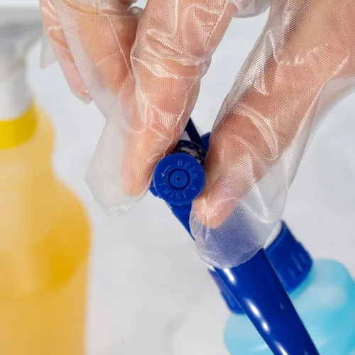 Vista 8 de RW Clean - Botellas de plástico de 25 onzas, juego de 4 botellas de spray vacías – boquillas ajustables, botella de limpieza de plástico multicolor