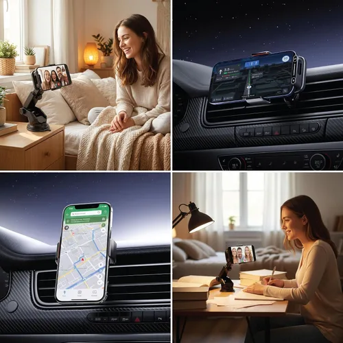 Vista 9 de Soporte de teléfono inalámbrico para cargador de coche de 15 W con control de gestos, sujeción automática Hands free operation, 90 degree auto
