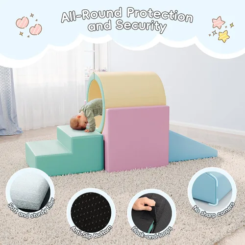 Vista 6 de TOLEAD Túnel/Escaleras de Espuma para Trepar, Juego de Actividad de Espuma para Trepar y Arrastrarse para Niños Pequeños y Niños, Equipo de Gimnasio