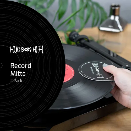 Vista 2 de Hudson Hi-Fi Paquete de 3 manoplas de discos antiestáticas para limpiar discos y manejador - Accesorios para tocadiscos con material de microfibra