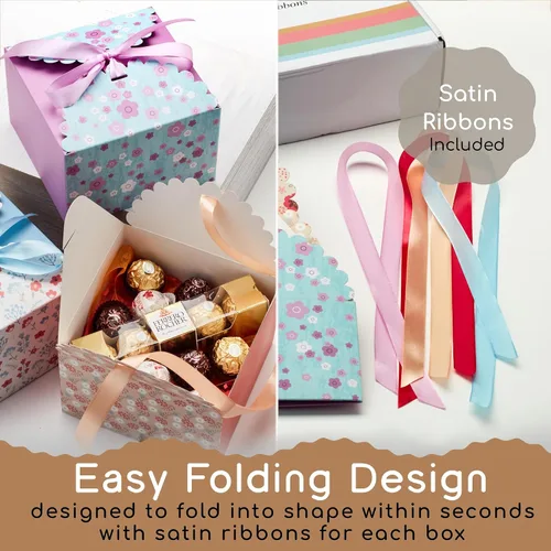 Vista 5 de Cajas de regalo pequeñas florales con tapas y cintas (paquete de 20) cajas decorativas vacías de 5.8 x 3.7 pulgadas para regalo, productos Estándar