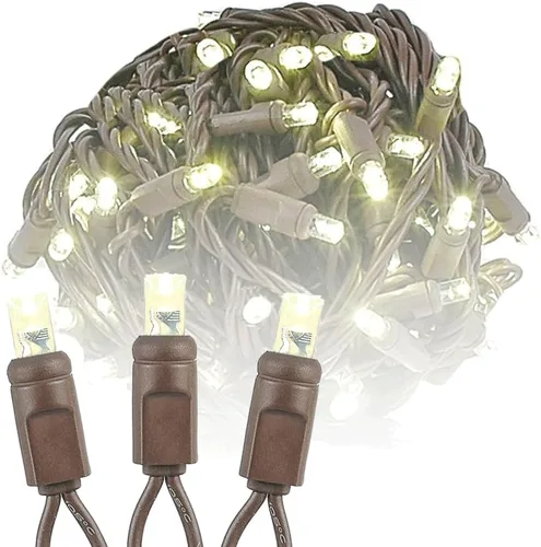 Vista 7 de Novelty Lights Guirnalda de luces LED multicolor de Navidad de 50 pies, 100 luces LED de Navidad de 6 pulgadas de espacio en cable marrón