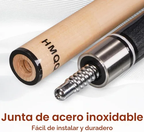 Vista 4 de HMQQ Taco de billar de arce prémium de 58 pulgadas, taco de billar de 2 piezas de 19 onzas con punta de cuero de 0.512 in, envoltura de lino