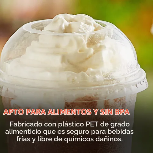 Vista 5 de Vasos de plástico transparente de 16 onzas con tapas anchas de cúpula – Paquete de 30 Vasos desechables para bebidas frías para batidos, café