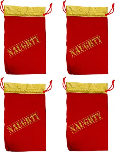 Vista 4 de Christmas You've Been Naughty - Bolsas de regalo de terciopelo (paquete de 12 / 9 x 14 pulgadas)