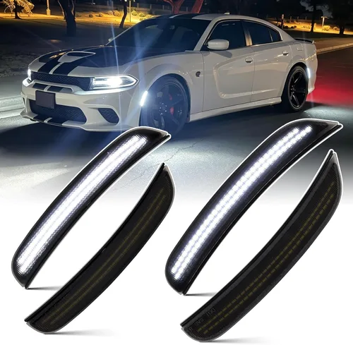 Vista 8 de Luces LED de posición laterales color rojo ámbar compatibles con Dodge Ámbar y rojo