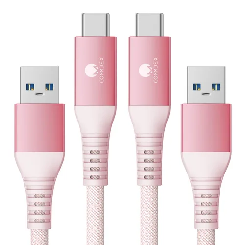 Vista 7 de CONMDEX - Cable USB C de 30 cm, [2 unidades], USB 3.1 Gen 2, transferencia de datos de 10 Gbps, cable trenzado tipo C, carga rápida USB a USB C