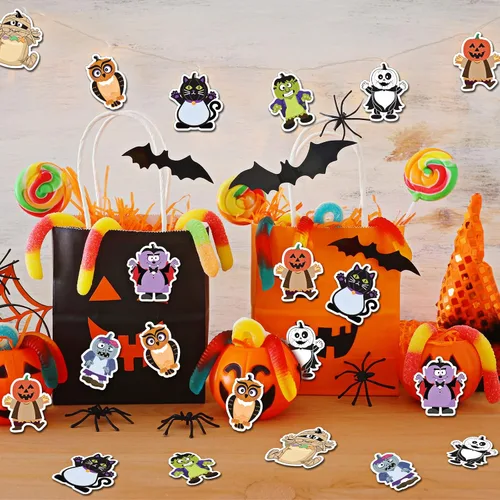 Vista 6 de Pajean 800 hojas de notas adhesivas de Halloween, 40 blocs de notas adhesivas espeluznantes, divertidas, calabaza, fantasma, gato, extraña estética
