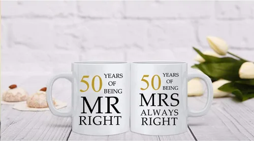 Vista 5 de Kwieema 50 aniversario de boda para parejas, 50 aniversario dorado para padres, 50 aniversario de boda, tazas de café, abuelos, parejas, taza