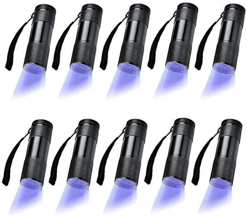 Vista 6 de Paquete de 6 luces negras UV 9 LED linterna antorcha luz al aire libre etc (paquete de 6)