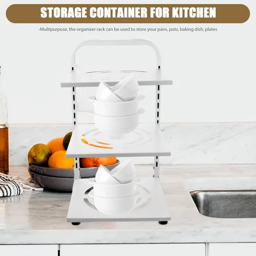 Vista 2 de Cabilock Gabinete Pot Rack Draining Pot Holder Cocina Gabinete Organización Fácil Instalar
