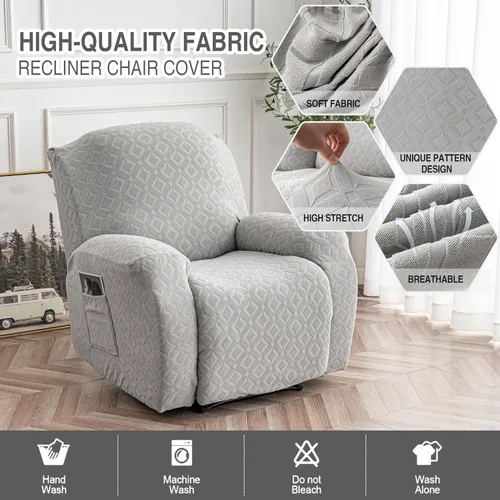 Vista 17 de Gennia Funda Impermeable para Silla Reclinable, Fundas Elásticas para Sofá Reclinable con Bolsillos, Fundas Lavables para Silla Reclinable Lazy Boy
