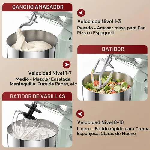 Vista 5 de Honinst Batidora eléctrica de pie 4QT, mezclador de cocina compacto de Verde