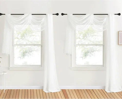 Vista 23 de NICETOWN Cenefa decorativa larga para ventana, cenefa de bufanda de boda, cortina de gasa para sala de estar, dormitorio, ceremonia