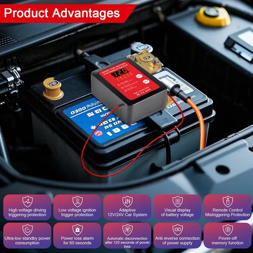 Vista 5 de Interruptor Inteligente de Desconexión de Batería de 12V con Control Remoto - Perfecto para Automóviles, Camiones, Casas Rodantes y Vehículos Todo