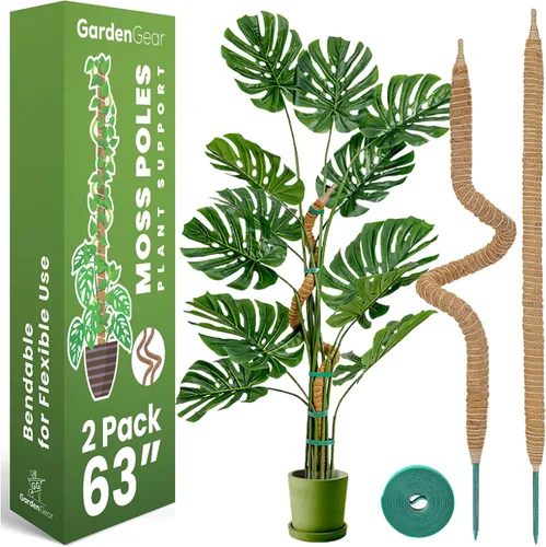 Vista 8 de Paquete de 2 postes de musgo flexibles de 28 pulgadas para soporte de plantas Monstera para plantas de interior - Bastón de musgo alto tipo enrejado