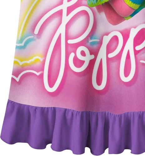 Vista 5 de Vestido de princesa para niñas pequeñas, lindo patrón de dibujos animados, manga con volantes, vestido suave, disfraz para niñas de 2 a 7 años