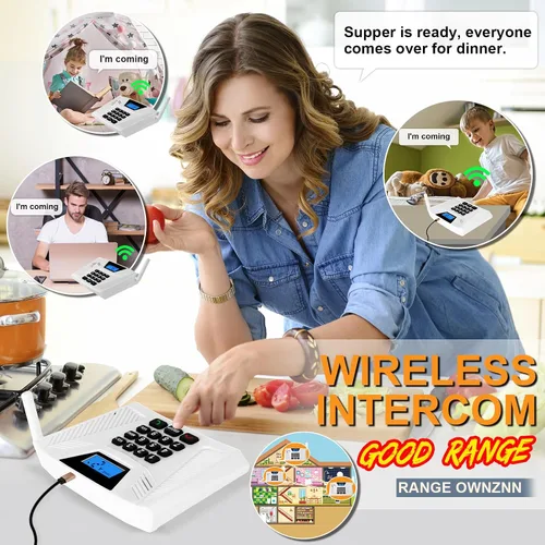 Vista 6 de Intercomunicadores inalámbricos para el hogar, intercomunicador manos libres dúplex completo, sistema de intercomunicación de largo alcance de 5300