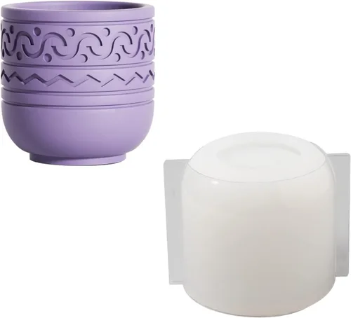 Vista 8 de BOOWAN NICOLE Totem Tarro de vela de hormigón Moldes de silicona hechos a mano de cemento vela recipiente de almacenamiento de moldes