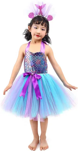Vista 2 de Tutu Dreams Full Set Mermaid Dress for Girls Birthday Halloween Party Gifts Dress Up Clothes
