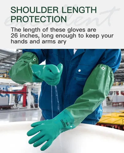 Vista 6 de PACIFIC PPE Guantes de goma resistentes a productos químicos de 26 pulgadas, PVC reutilizables, resistentes al agua con forro de algodón