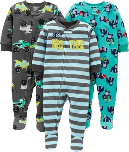 Vista 7 de Simple Joys by Carter's Pijamas de forro polar con pies de ajuste holgado y resistentes a las llamas para bebés varones Zorro azul/cocodrilo