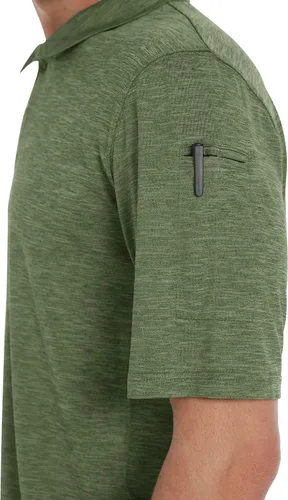 Vista 5 de CRYSULLY Polo de golf para hombre, manga corta, militar, con 3 botones, para exteriores