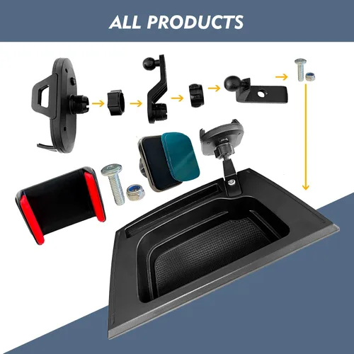 Vista 6 de Soporte de teléfono celular Jeep Wrangler JK 2011-2017 Jeep Wrangler JK JKU de 2 puertas y 4 puertas, soporte de teléfono multimontaje con brazo