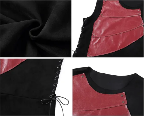 Vista 4 de Changchupsem Chaleco medieval sin mangas renacentista para hombre, chaleco victoriano, disfraz unisex.