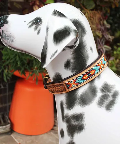Vista 3 de CHALLENGER XSmall 9''- 13'' Basket Weave Tooled acolchado cuero con cuentas perro cachorro 60RT19